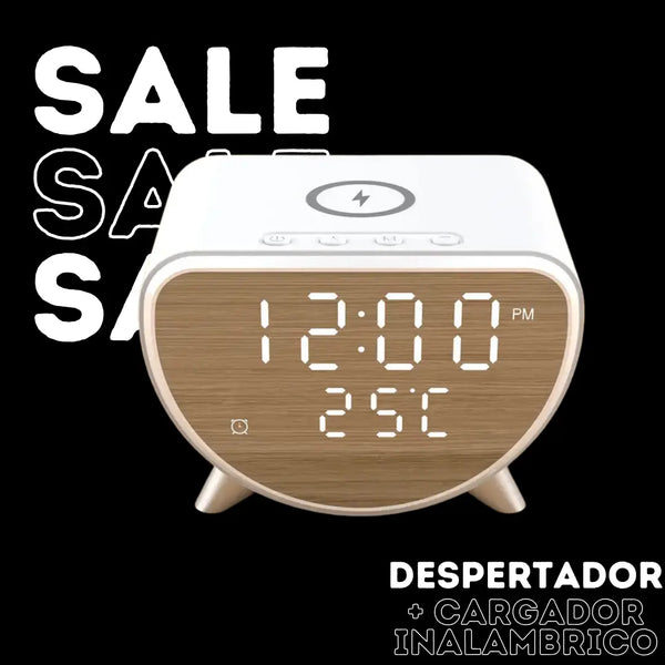 CARGADOR INALAMBRICO + DESPERTADOR ¡TUS DIAS INICIAN CON PIE DERECHO!