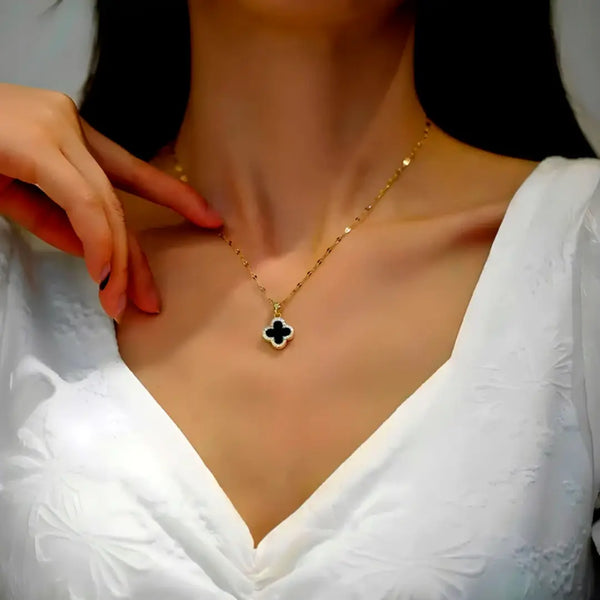 COLLAR TREBOL DE 4 HOJAS DE LA FORTUNA ¡AMULETO DE LA SUERTE!