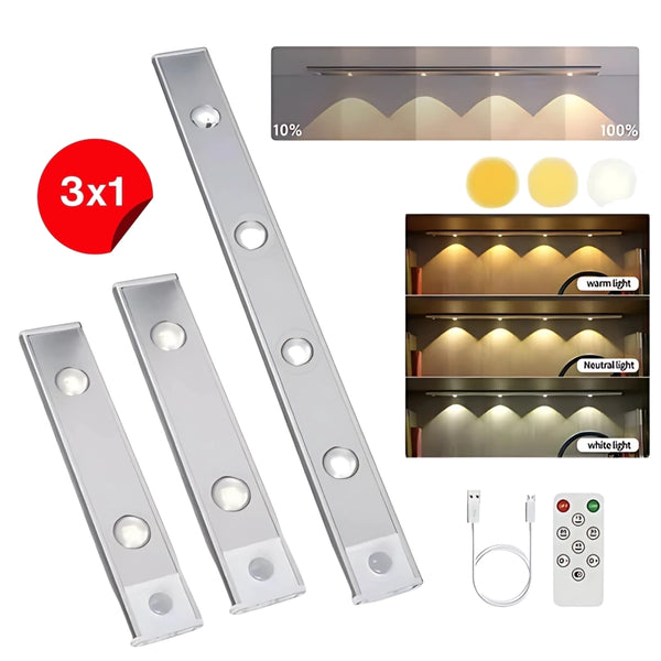 BARRA DE LUZ LED CON SENSOR DE MOVIMIENTO OFERTA 3X1