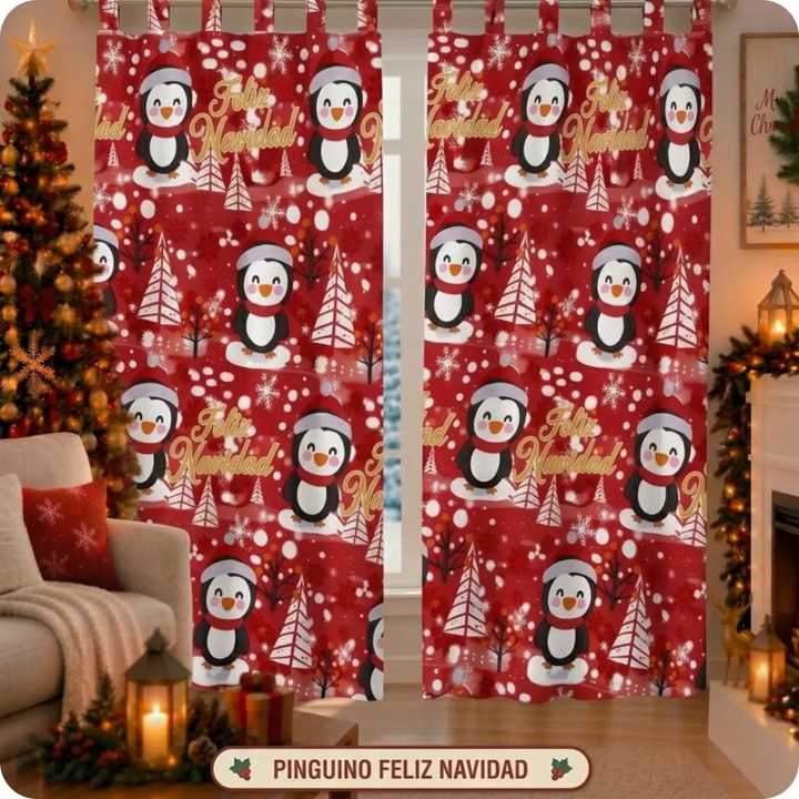 CHRISTMAS HOME™ Cortinas Navideñas Decorativas