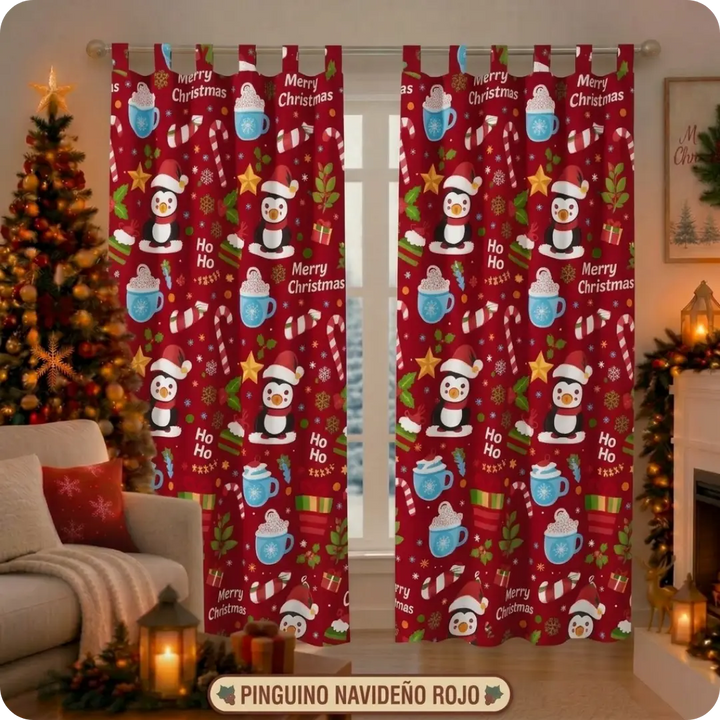 CHRISTMAS HOME™ Cortinas Navideñas Decorativas