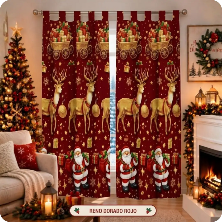 CHRISTMAS HOME™ Cortinas Navideñas Decorativas