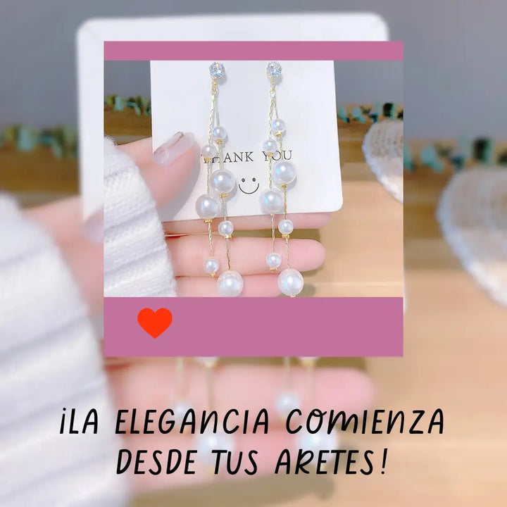 ¡ARETES COLGANTES EXQUISICIÓN PERLADA!