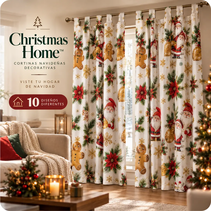 CHRISTMAS HOME™ Cortinas Navideñas Decorativas