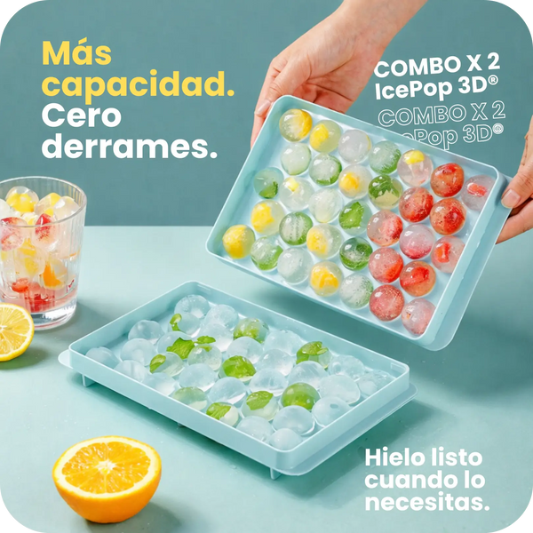 🧊 ICEPOP 3D® MOLDE PARA HIELO - Más hielo. Menos espacio. Cero derrames.