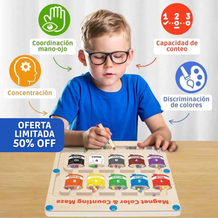 Laberinto magnético Kletshuts™ - Laberinto de colores y números