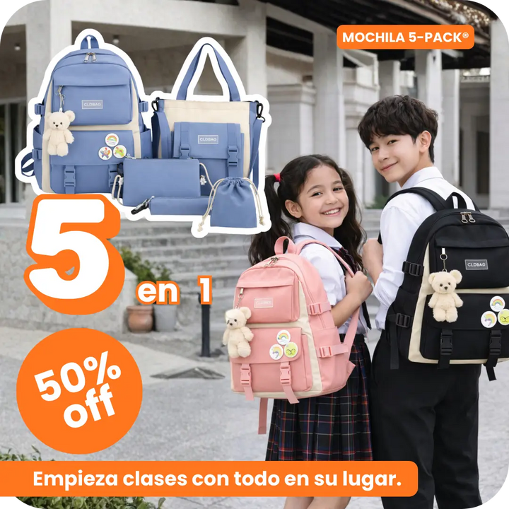 MOCHILA 5-PACK® - Un solo set. Todo tu día organizado 5 en 1🎒