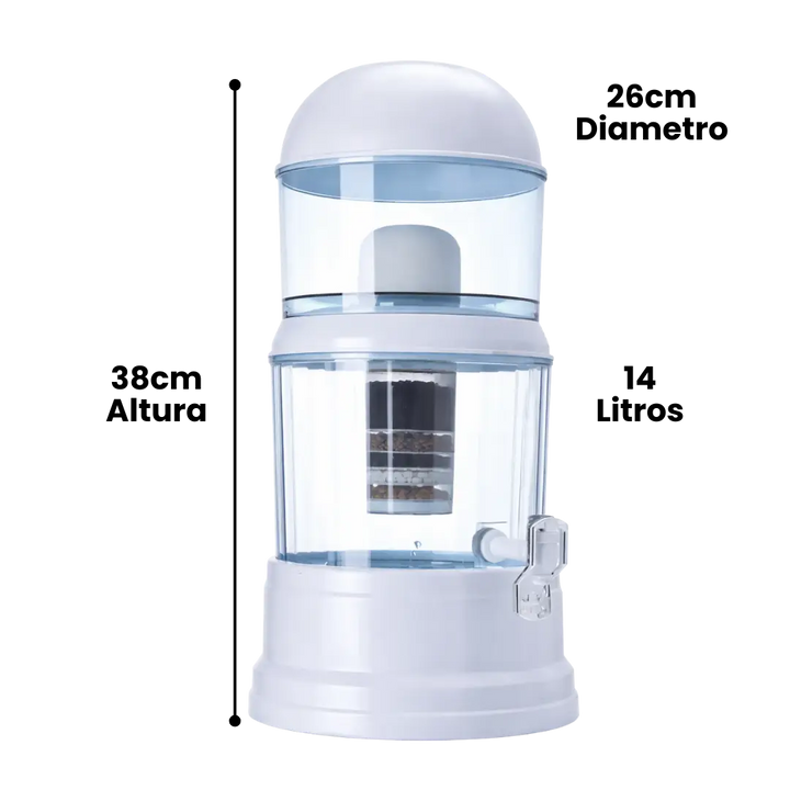 WATERPLUS Purificador de Agua 14 Litros – Sistema de Filtración Multicapas (6 Etapas)