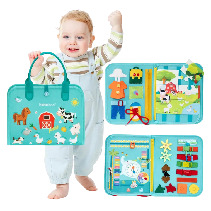 Tablero de actividades Kletshuts™: Tablero de actividades Montessori desarrollo de la motricidad fina y sensibilidad sensorial