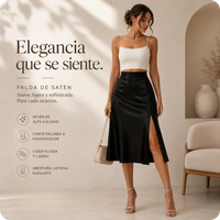 ÉVORA™ La falda de satén que convierte cualquier look en una declaración de elegancia. ✨