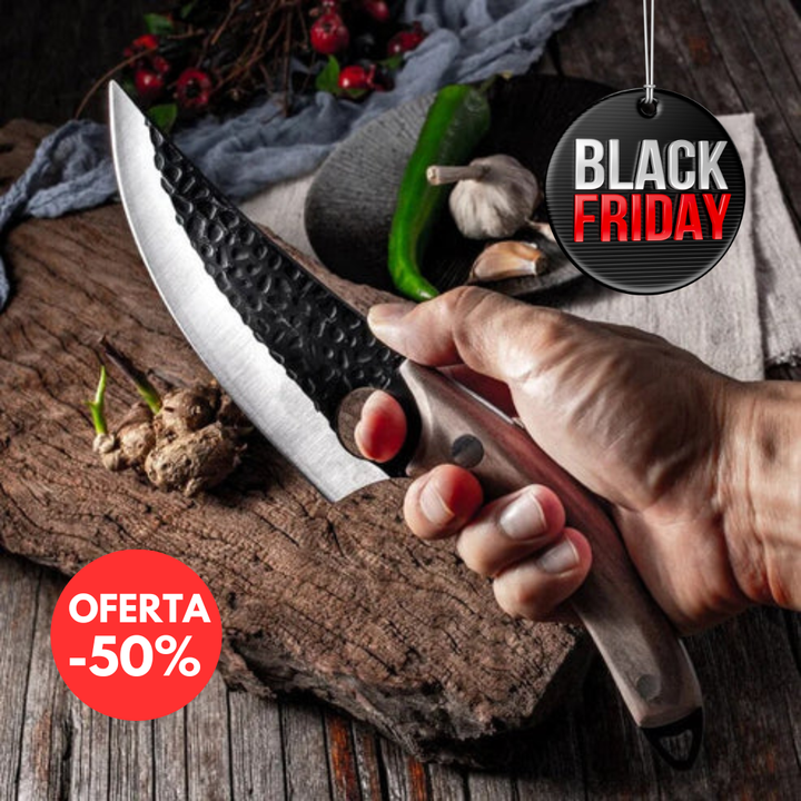 Hokkaido - Cuchillo de Chef Profesiona Forjado a Mano con Funda de Cuero