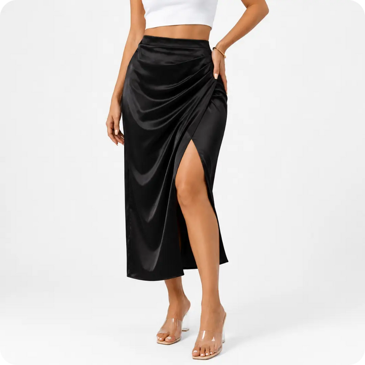 ÉVORA™ La falda de satén que convierte cualquier look en una declaración de elegancia. ✨