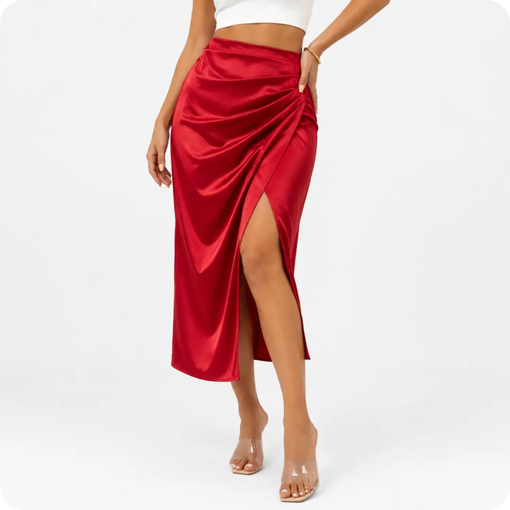 ÉVORA™ La falda de satén que convierte cualquier look en una declaración de elegancia. ✨